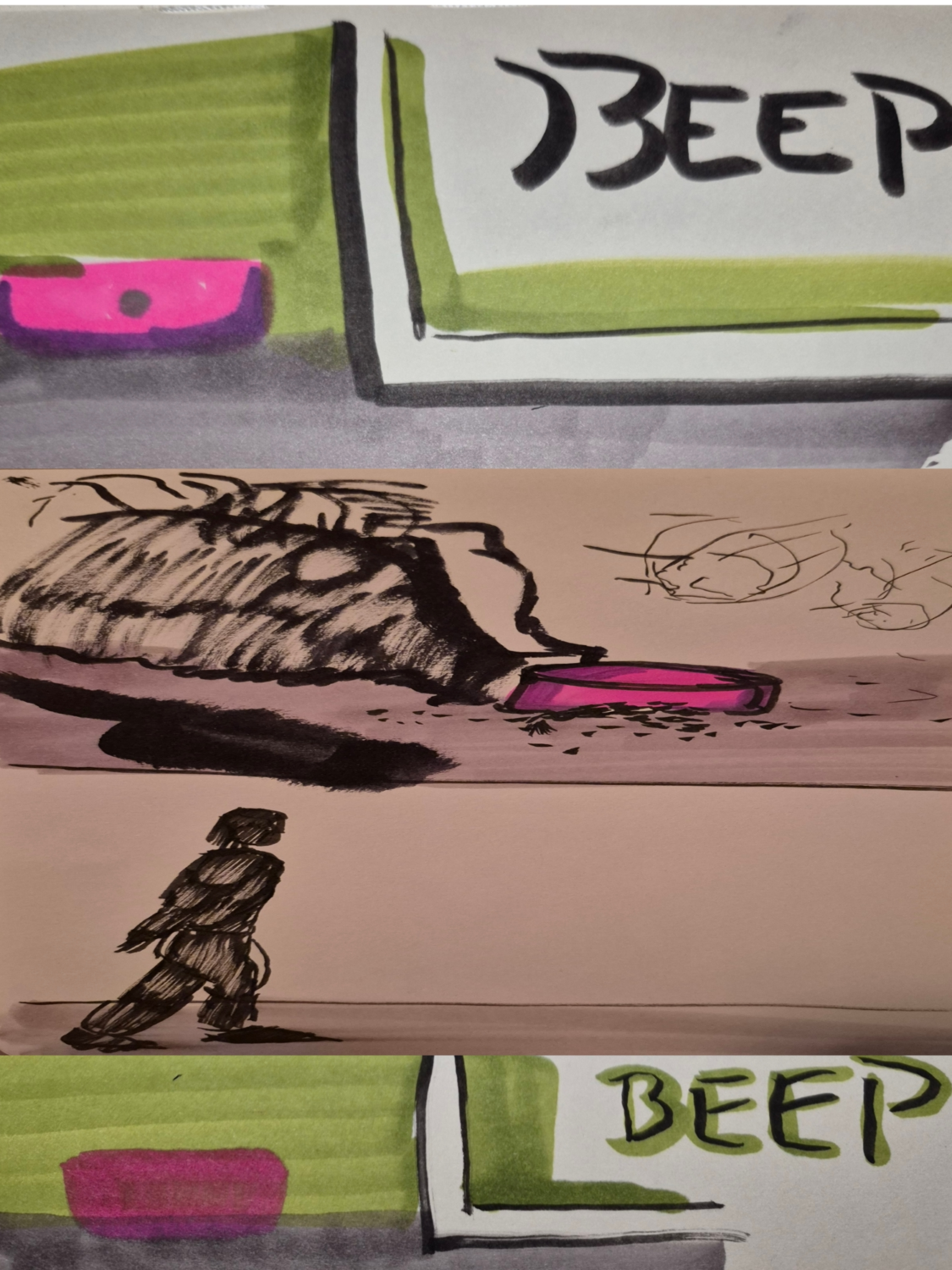 Inked Path: A Bad Bunny Super Dancing Clone, comic art, comic strips, inkedpath, late to the party, puzzlement, Quibbles of the scribbles, the clone did it, used or not, webcomic.