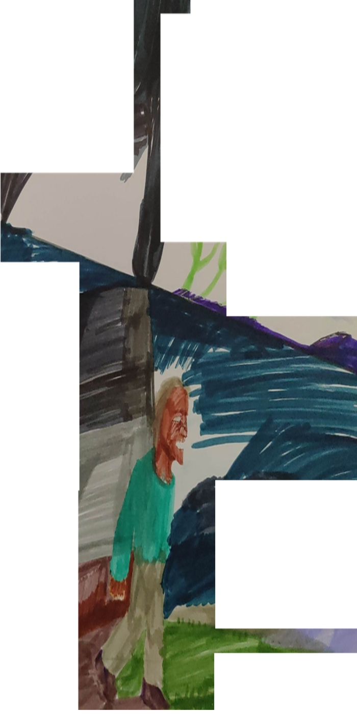 Puzzlement panel is a completely wordless comic of hand-drawn pieces brooking by Photoshop. The comic acts like an ad for the website of Inked Path of Comics