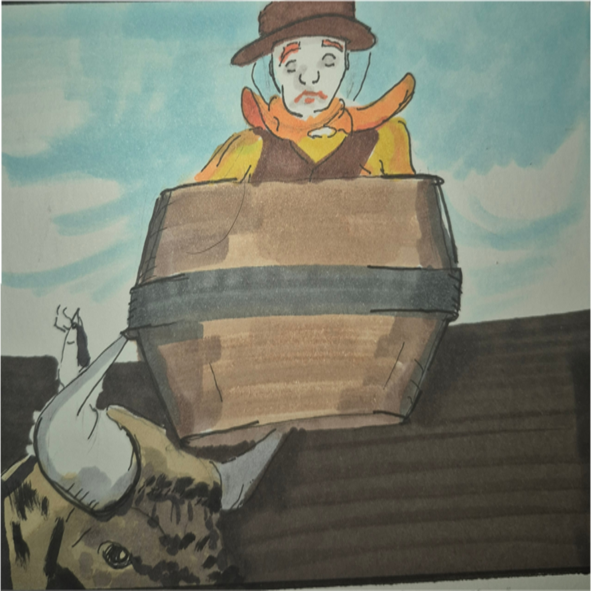 Inked path: A crazed thinking or a path. - web comic strip entry of - Away-Ink Becoming the clown bonkers