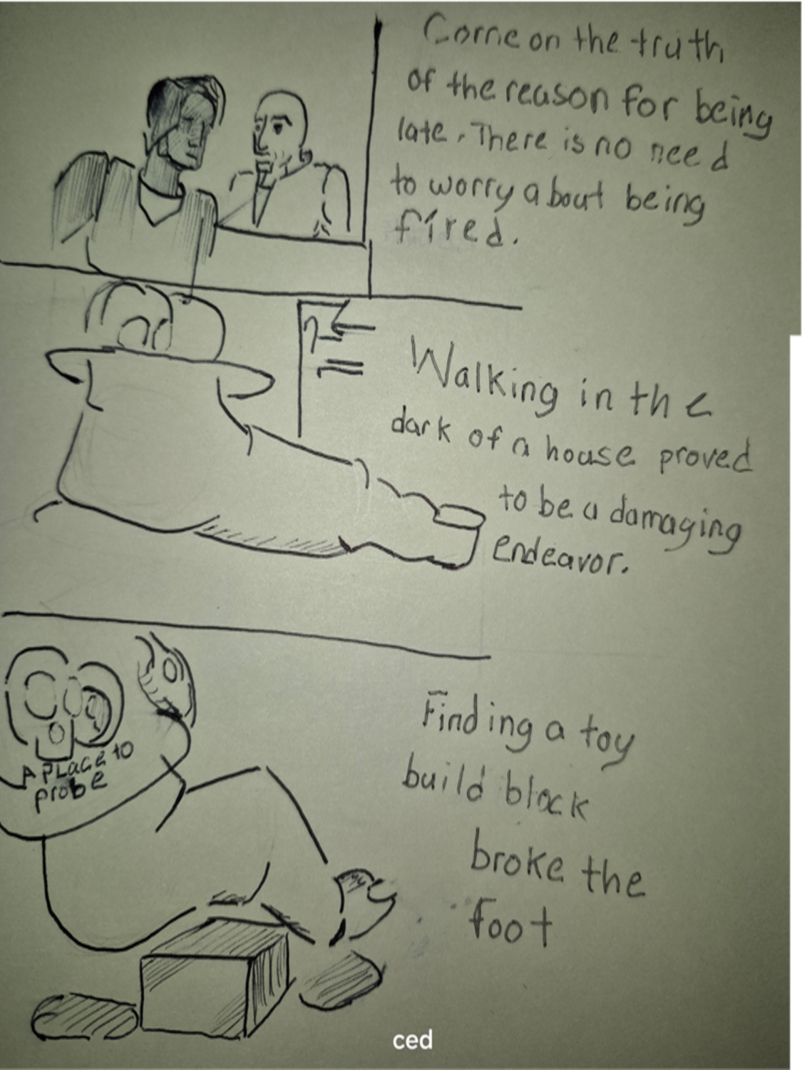 Inked path: A crazed thinking or a path. - web comic strip entry of - the clone did it