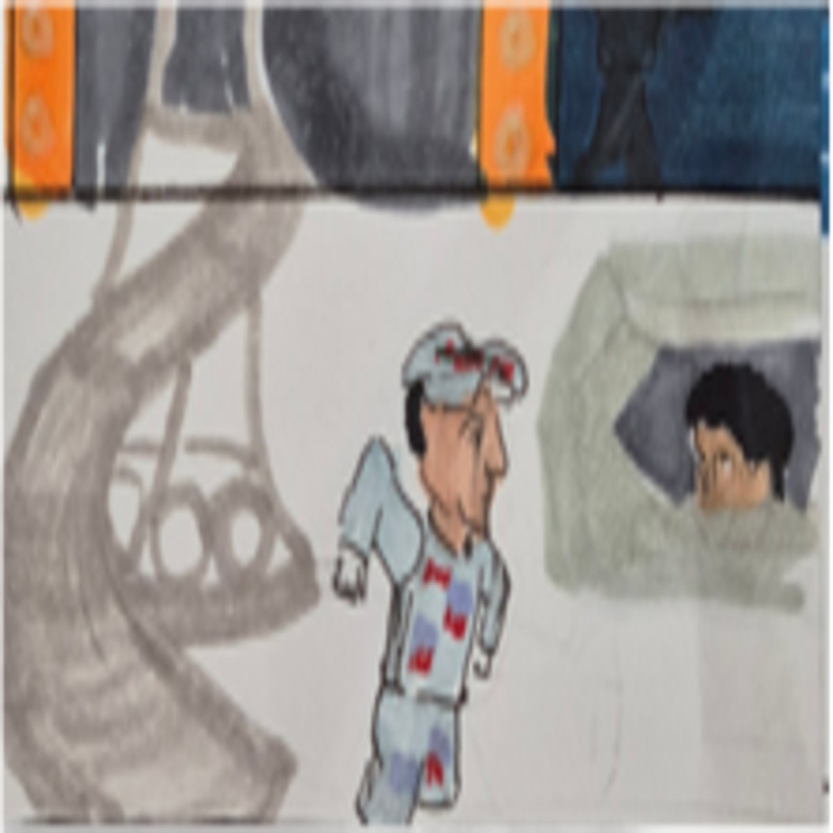 Inked path: A crazed thinking or a path. - web comic strip entry of - the clone did it