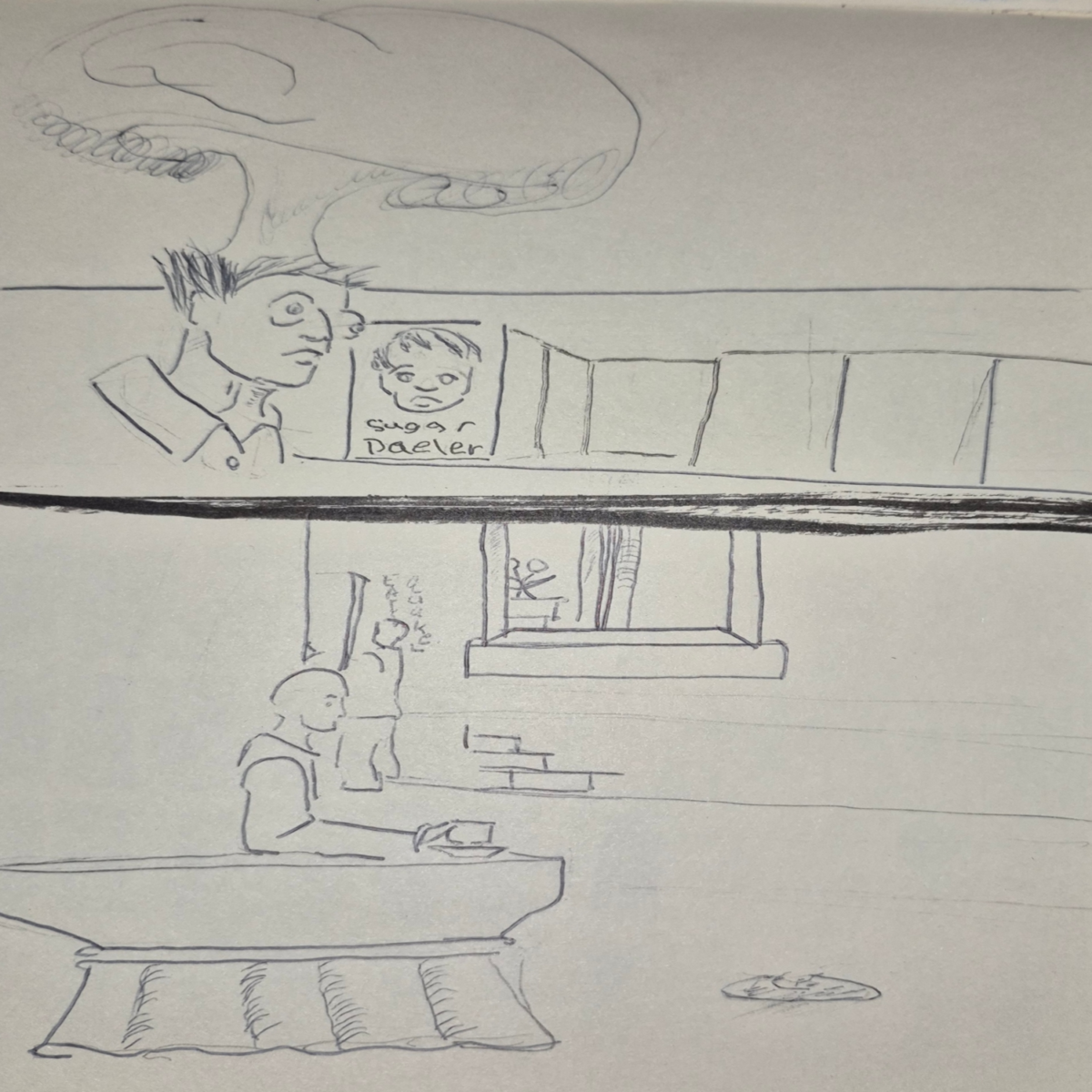 Inked Path: The stillness allows the drawing,  Amongst the frames, away-ink, comic art, comic strips, inkedpath, late to the party, puzzlement, Quibbles of the scribbles, the clone did it, used or not, webcomic