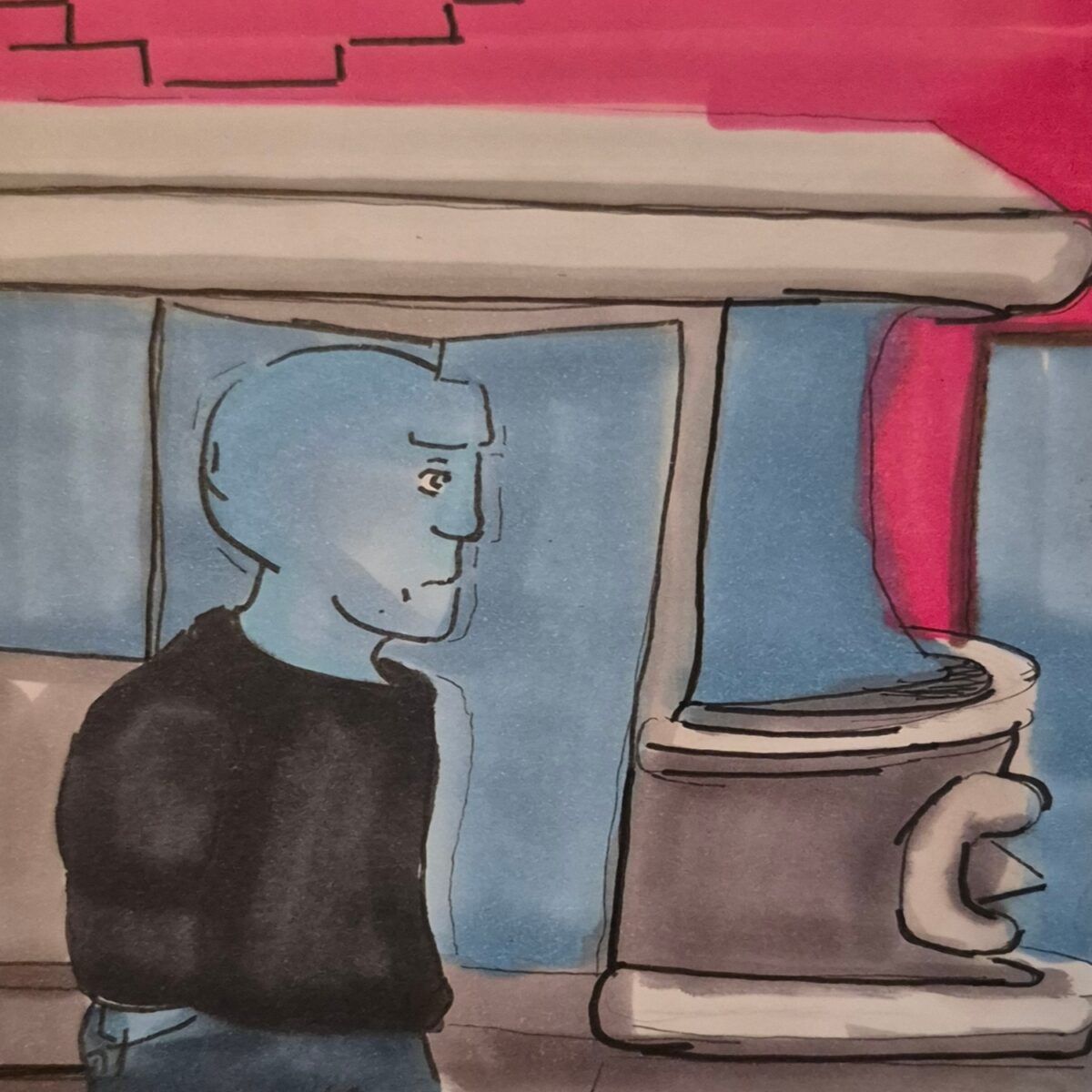 Inked path: Mentally depending on the Connection,  Amongst the frames, away-ink, comic art, comic strips, inkedpath, late to the party, puzzlement, Quibbles of the scribbles, the clone did it, used or not, webcomic