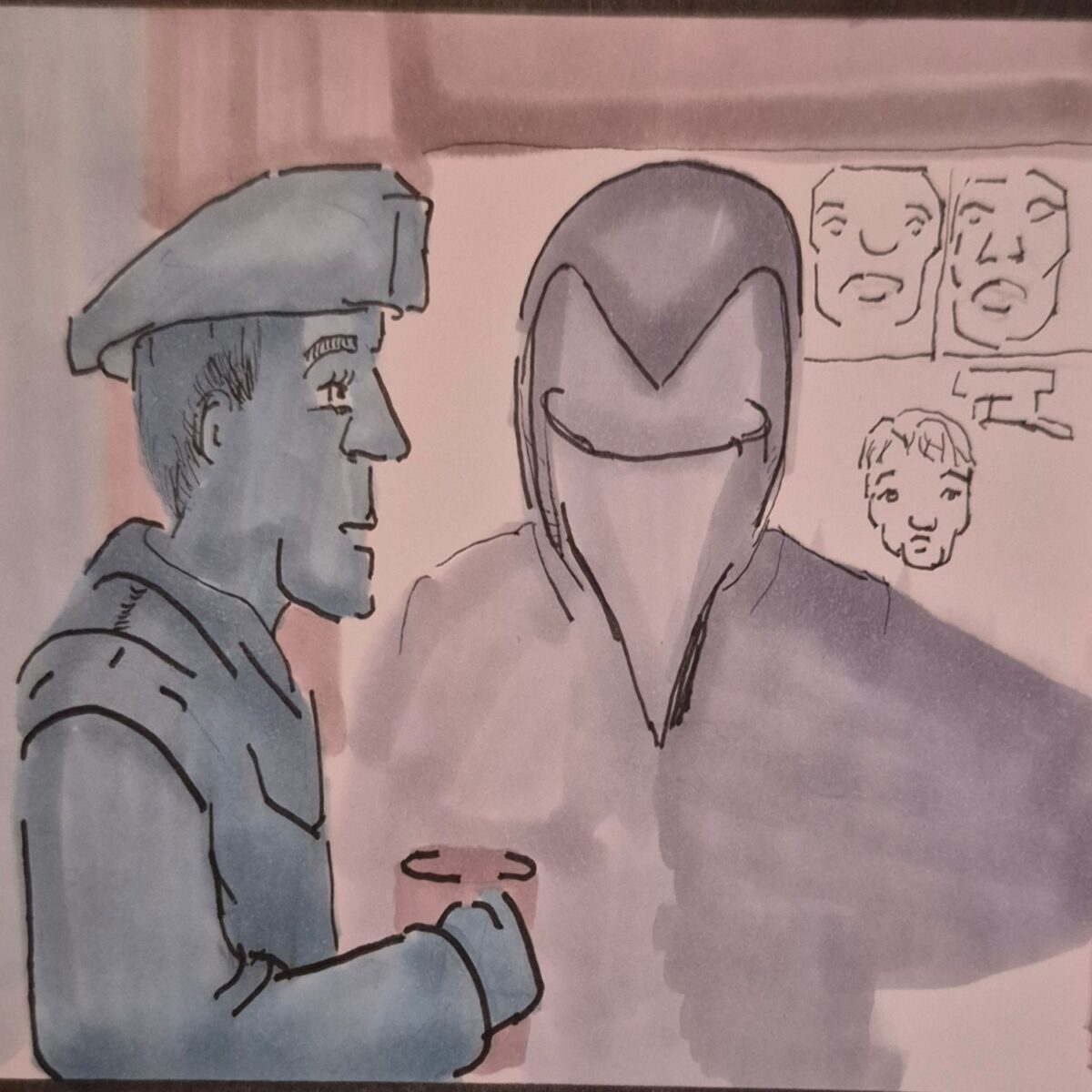 Inked Path: A flip over, see how it...,  Amongst the frames, away-ink, comic art, comic strips, inkedpath, late to the party, puzzlement, Quibbles of the scribbles, the clone did it, used or not, webcomic