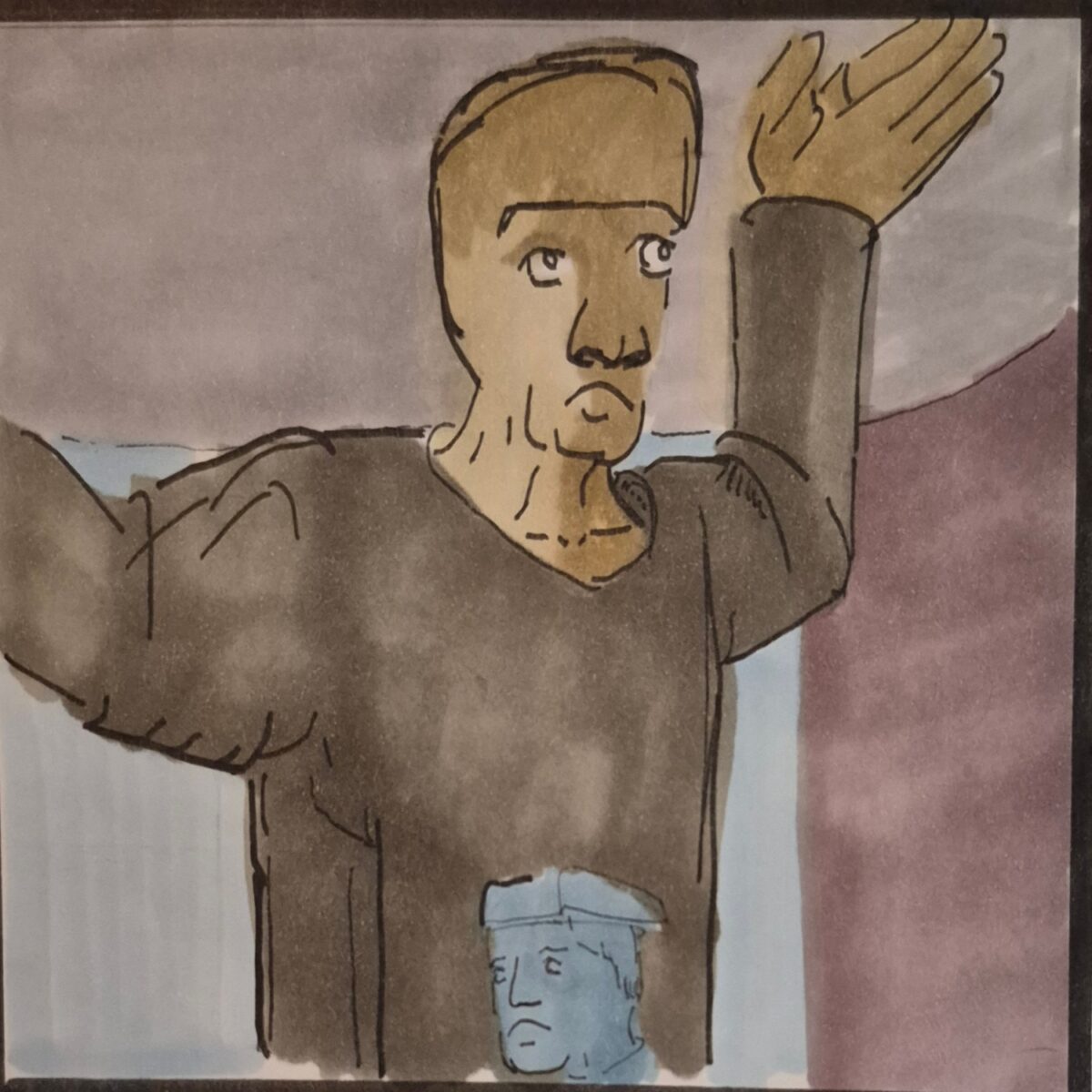 Inked Path: Taggers a wall, non-compos mentis,  Amongst the frames, away-ink, comic art, comic strips, inkedpath, late to the party, puzzlement, Quibbles of the scribbles, the clone did it, used or not, webcomic