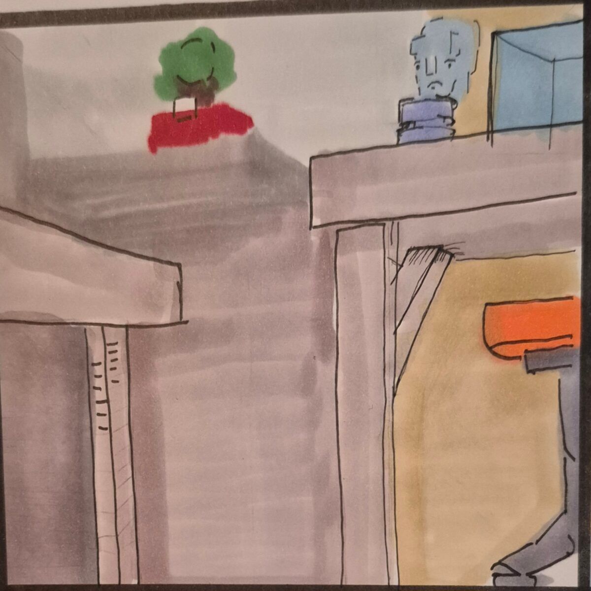 Inked Path: Taggers a wall, non-compos mentis,  Amongst the frames, away-ink, comic art, comic strips, inkedpath, late to the party, puzzlement, Quibbles of the scribbles, the clone did it, used or not, webcomic