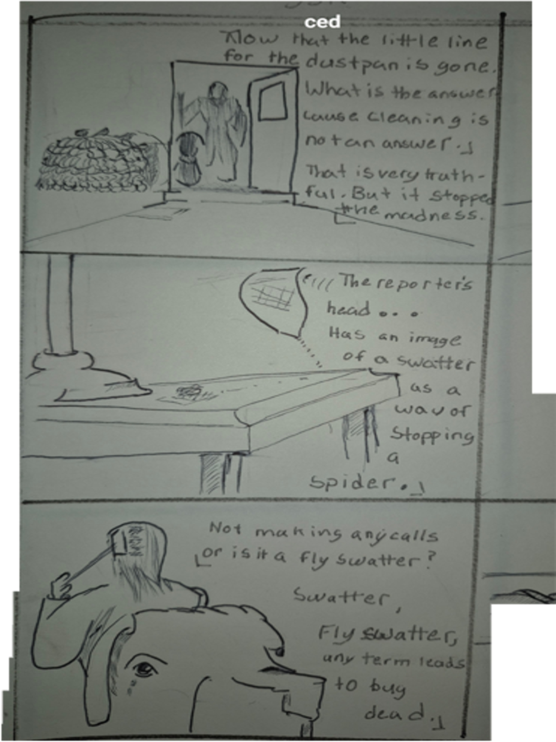 Inked path: A crazed thinking or a path. - web comic strip entry of - amongst the frames