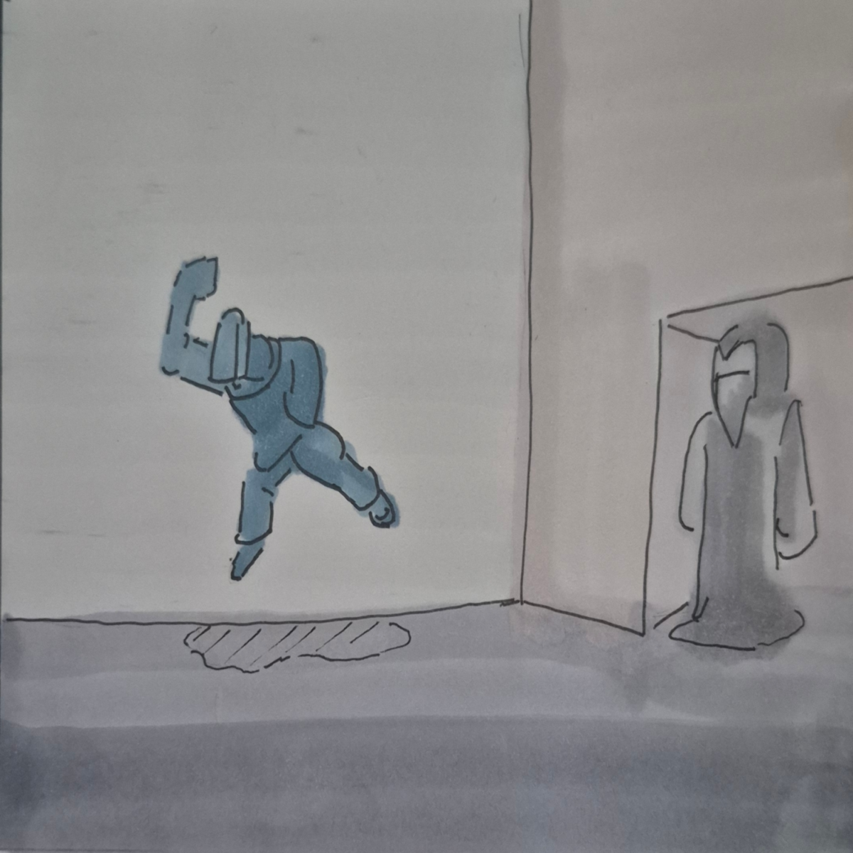 Inked Path: A flip over, see how it...,  Amongst the frames, away-ink, comic art, comic strips, inkedpath, late to the party, puzzlement, Quibbles of the scribbles, the clone did it, used or not, webcomic