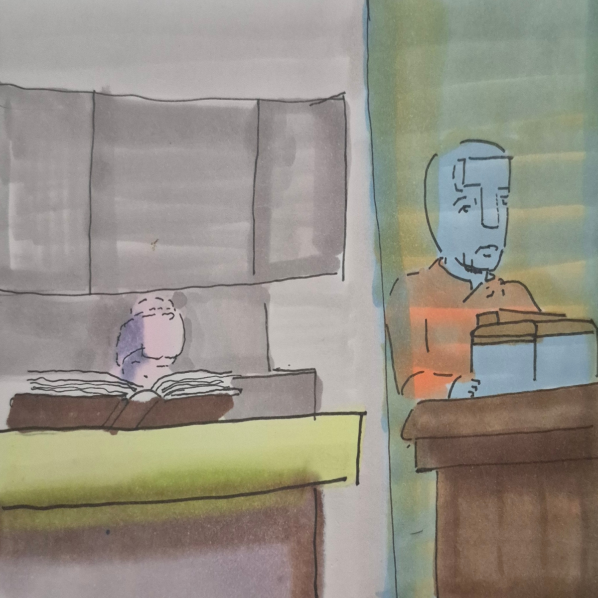 Inked Path: A flip over, see how it...,  Amongst the frames, away-ink, comic art, comic strips, inkedpath, late to the party, puzzlement, Quibbles of the scribbles, the clone did it, used or not, webcomic