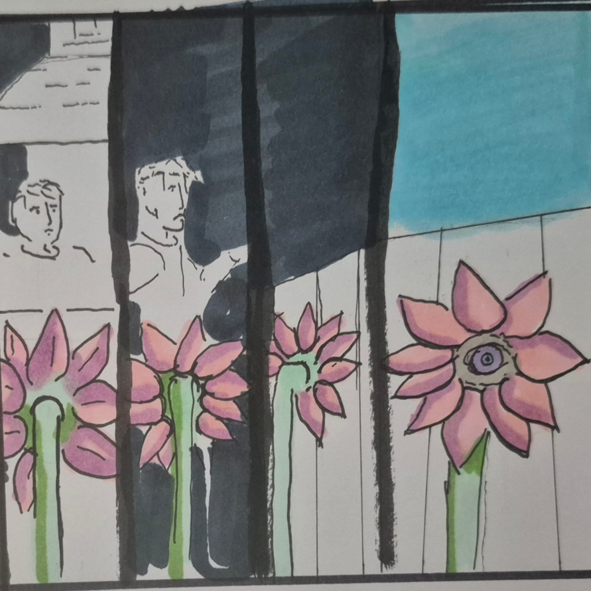 Inked Path: The stillness allows the drawing,  Amongst the frames, away-ink, comic art, comic strips, inkedpath, late to the party, puzzlement, Quibbles of the scribbles, the clone did it, used or not, webcomic