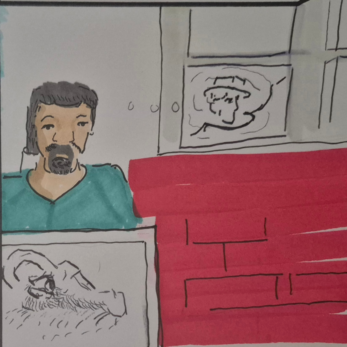 Inked Path: The stillness allows the drawing,  Amongst the frames, away-ink, comic art, comic strips, inkedpath, late to the party, puzzlement, Quibbles of the scribbles, the clone did it, used or not, webcomic