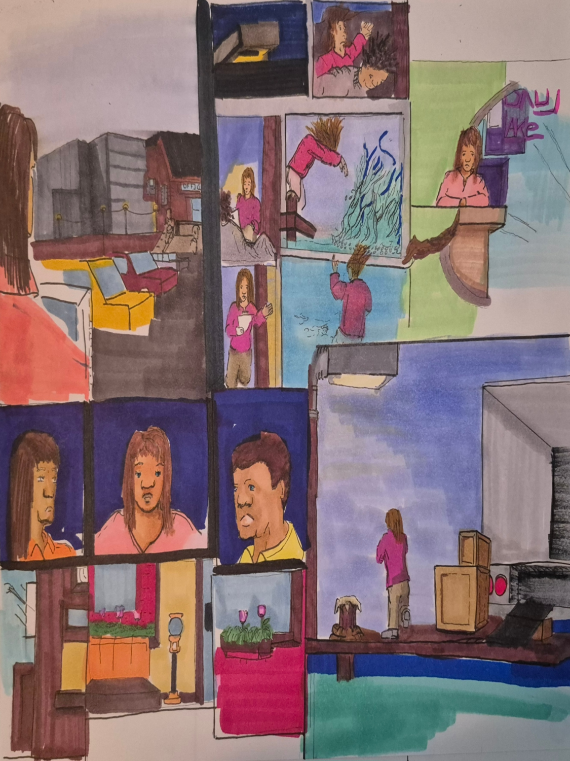 Inked Path: Taggers a wall, non-compos mentis,  Amongst the frames, away-ink, comic art, comic strips, inkedpath, late to the party, puzzlement, Quibbles of the scribbles, the clone did it, used or not, webcomic