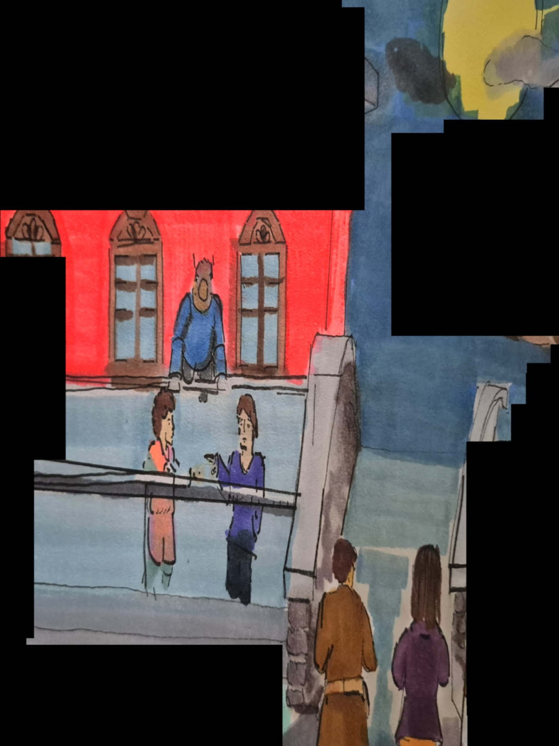 Inked Path: Taggers a wall, non-compos mentis,  Amongst the frames, away-ink, comic art, comic strips, inkedpath, late to the party, puzzlement, Quibbles of the scribbles, the clone did it, used or not, webcomic