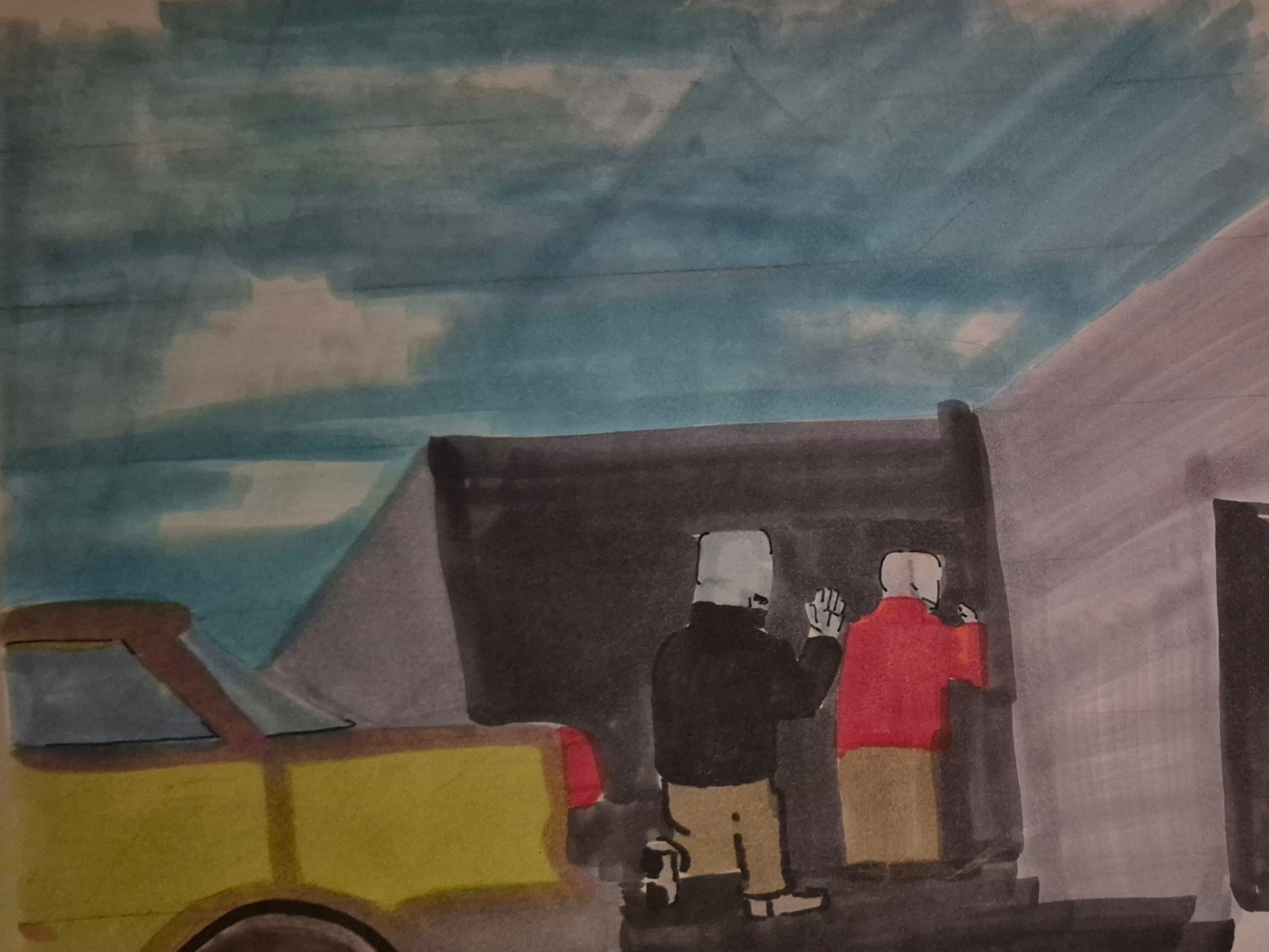 Inked path: A shadow flashed of the past.