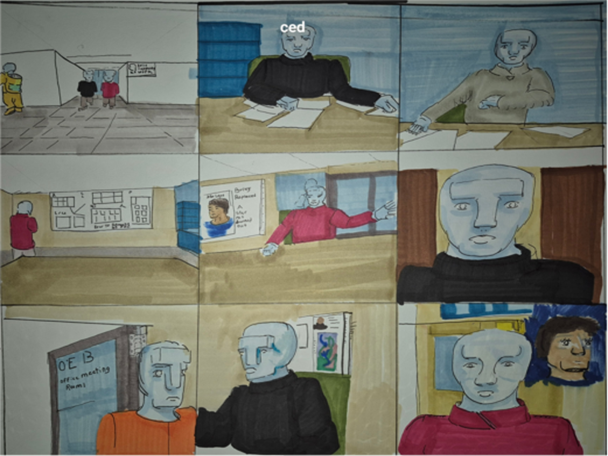 Giving the absurd influence on formatting art. right?, comic art, comic strips, inkedpath, Quibbles of the scribbles, the clone did it, , webcomic, Away-ink