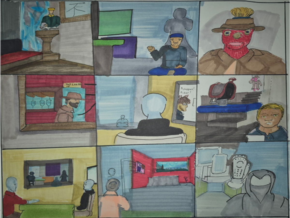 The inked path of comic Completed page of away-ink