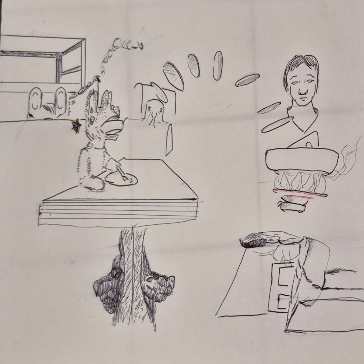 Giving the absurd influence on formatting art. right?, comic art, comic strips, inkedpath, Quibbles of the scribbles, the clone did it, , webcomic, Away-ink