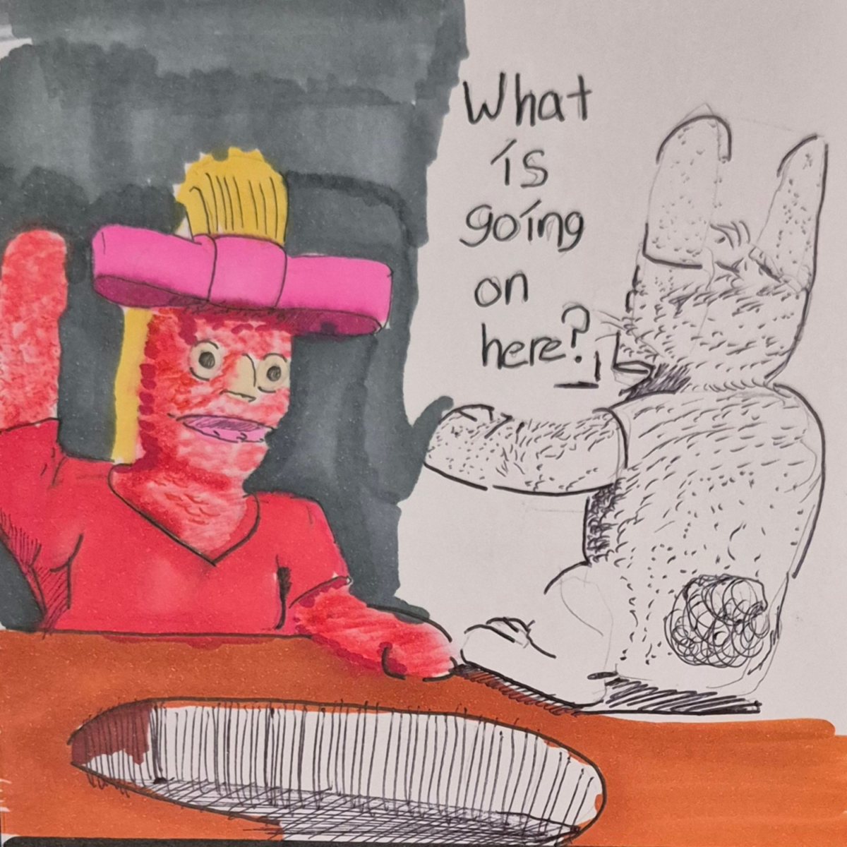 Giving the absurd influence on formatting art. right?, comic art, comic strips, inkedpath, Quibbles of the scribbles, the clone did it, , webcomic, Away-ink