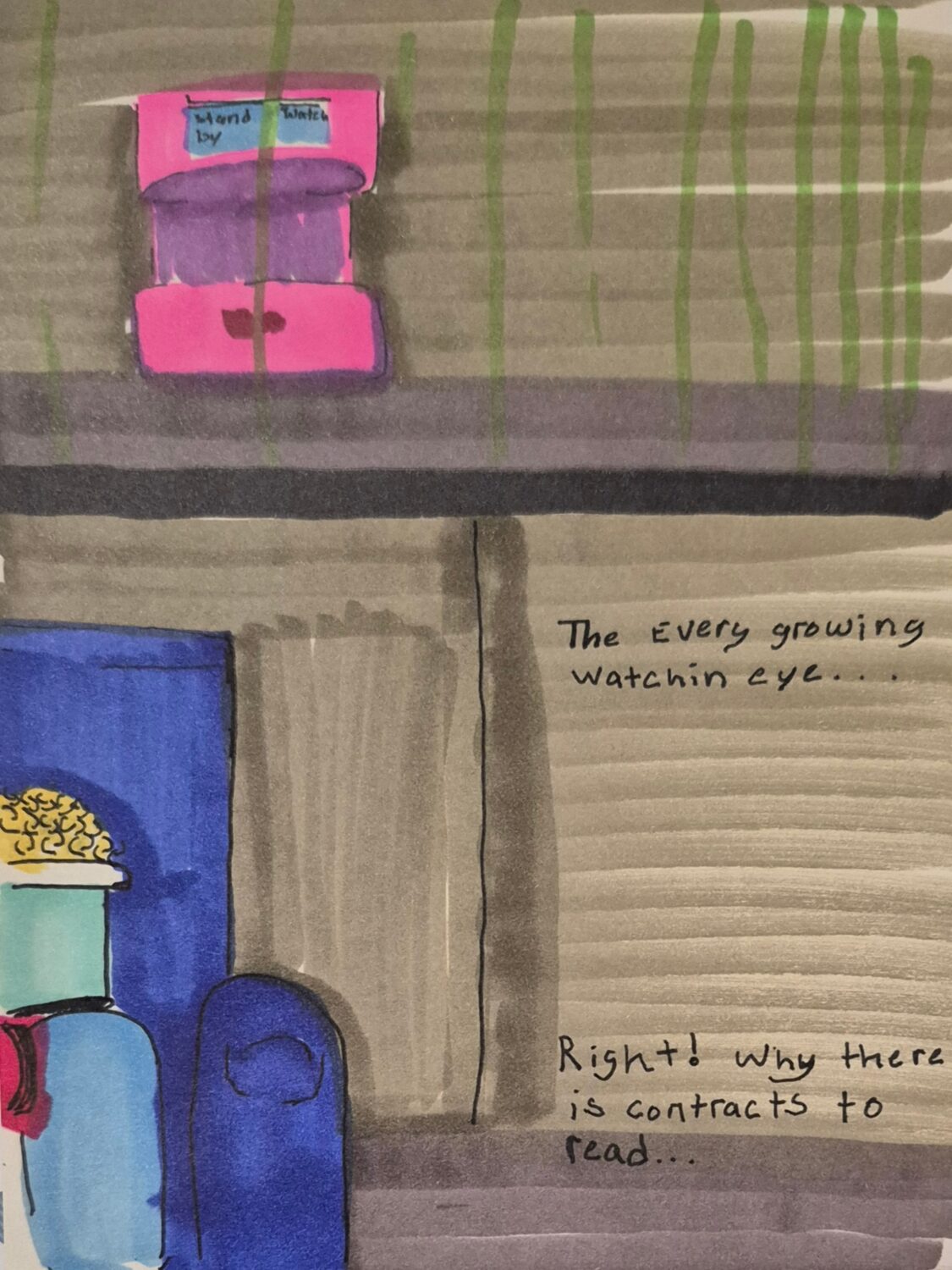 Inked Path: The beach and calm waves, how to clear, comic art, comic strips, inkedpath, Quibbles of the scribbles, the clone did it, webcomic, Away-ink, Late to the party, puzzlement, used or not
