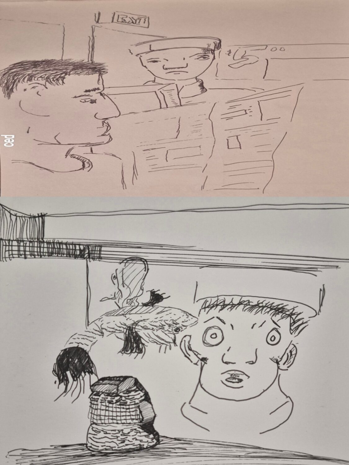 Inked Path: The beach and calm waves, how to clear, comic art, comic strips, inkedpath, Quibbles of the scribbles, the clone did it, webcomic, Away-ink, Late to the party, puzzlement, used or not
