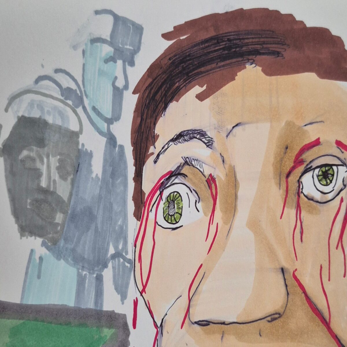 away-ink: the shaking cage. A string of the yegg. A panel entry: the words spoken by Mitchel come to life