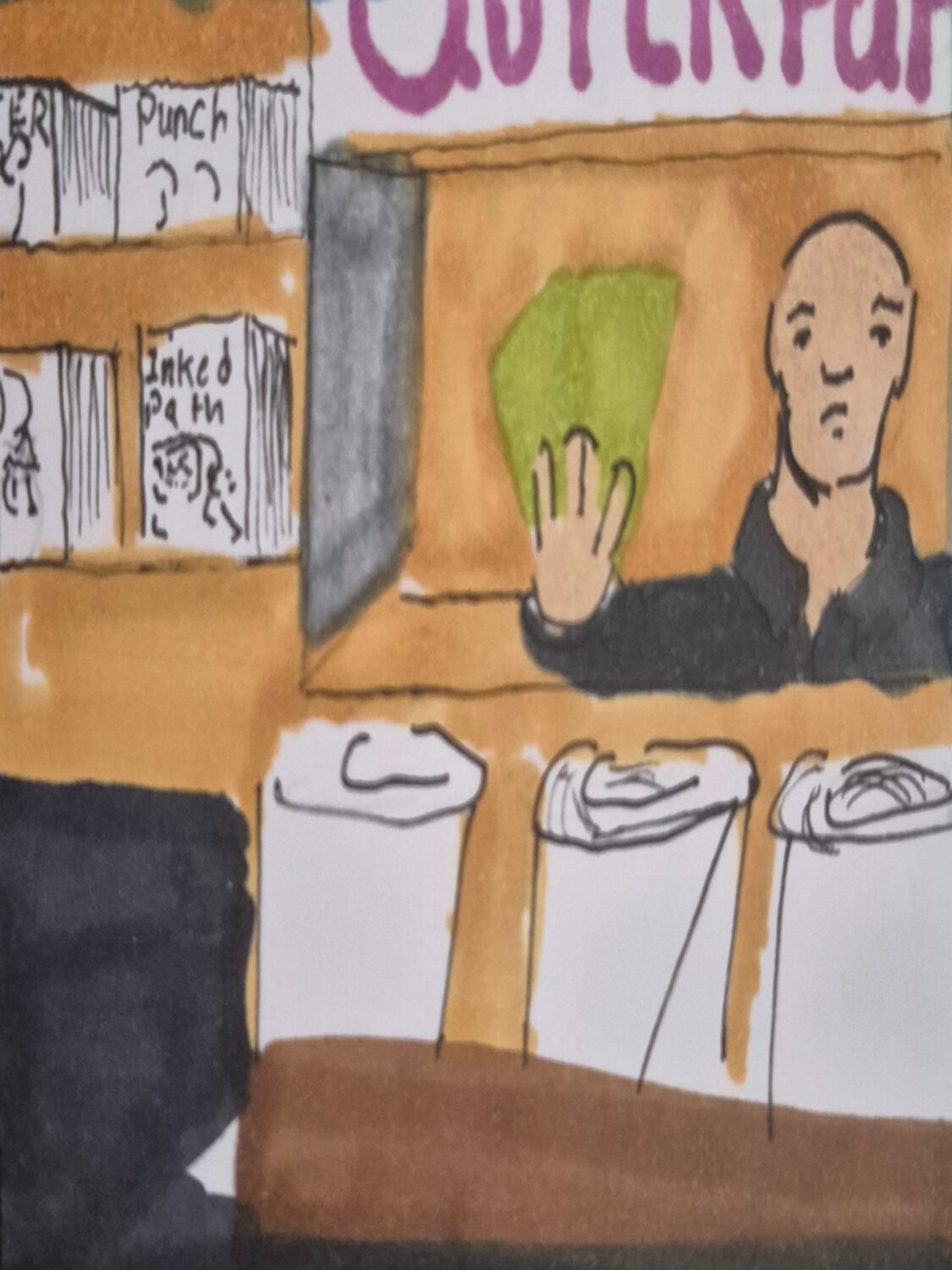 Inked path: Face covers the screens calm pictures, how to clear, comic art, comic strips, inkedpath, Quibbles of the scribbles, the clone did it, webcomic, Away-ink, Late to the party, puzzlement, used or not,