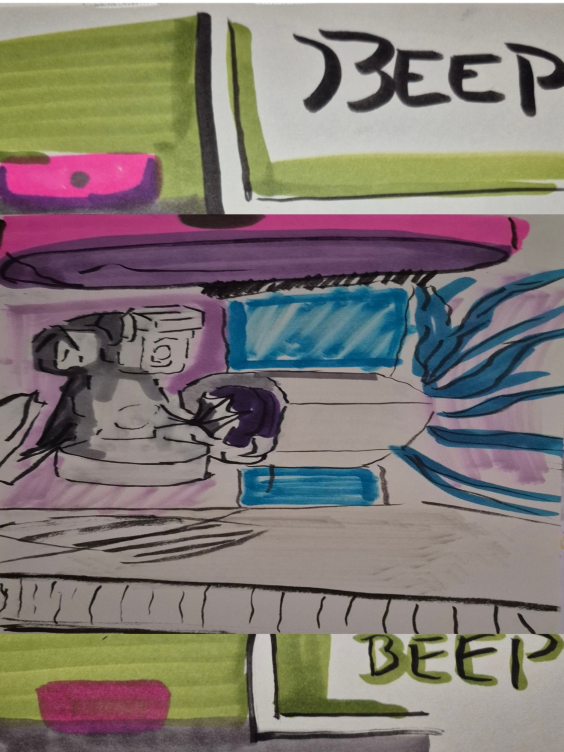 rovacsa , Comic panel Inked path: The tenacles of the past cat eye