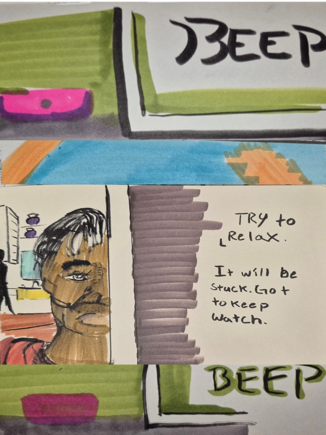  Inked path: Eyes are watching from the wall. webcomic, comic, art, humor, dreaming meaning