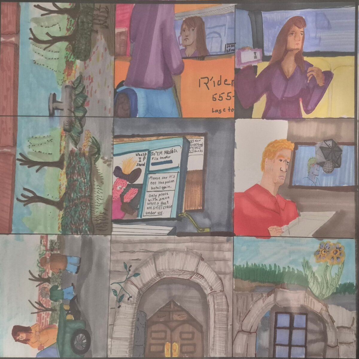 Completed the page to an older page 
Comic panel of the tenacle dreaming meaning to be a commentary on the puppet heads
