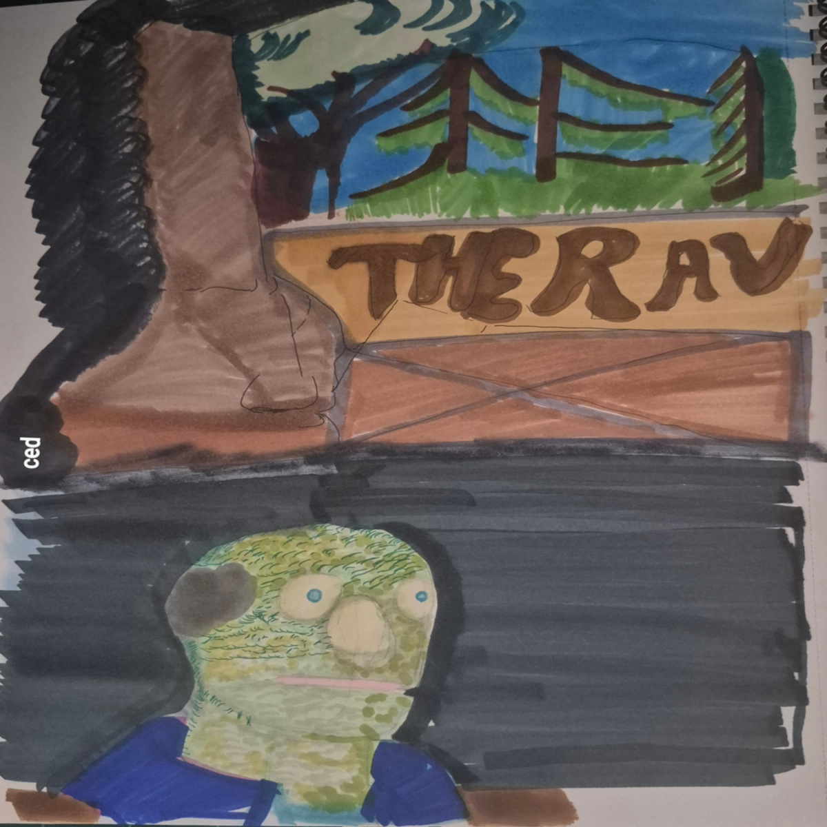 Completed the page to an older page 
Comic panel of the tenacle dreaming meaning to be a commentary on the puppet heads