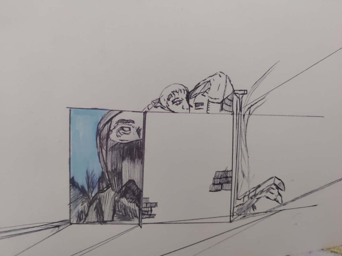 Inked path: Eyes are watching from the wall. webcomic, comic, art, humor, dreaming meaning