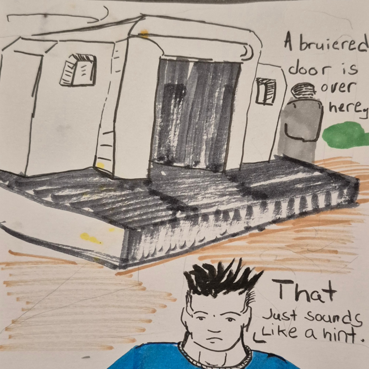 Late to the party, Comic panel, Inked path: The tenacles of the past cat eye