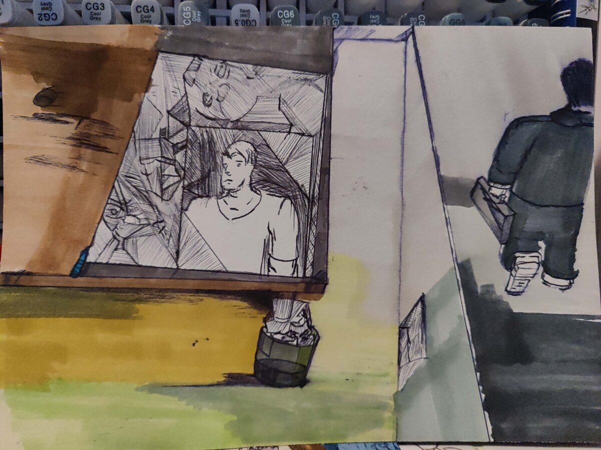  Inked path: Eyes are watching from the wall. webcomic, comic, art, humor, dreaming meaning