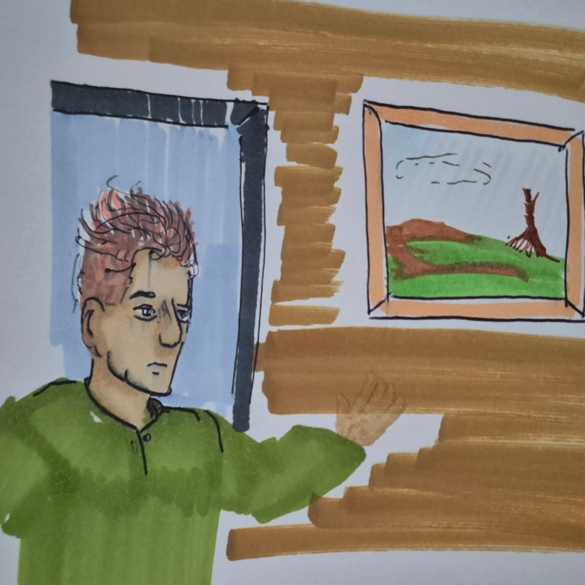 Inked path: Eyes are watching from the wall. webcomic, comic, art, humor, dreaming meaning