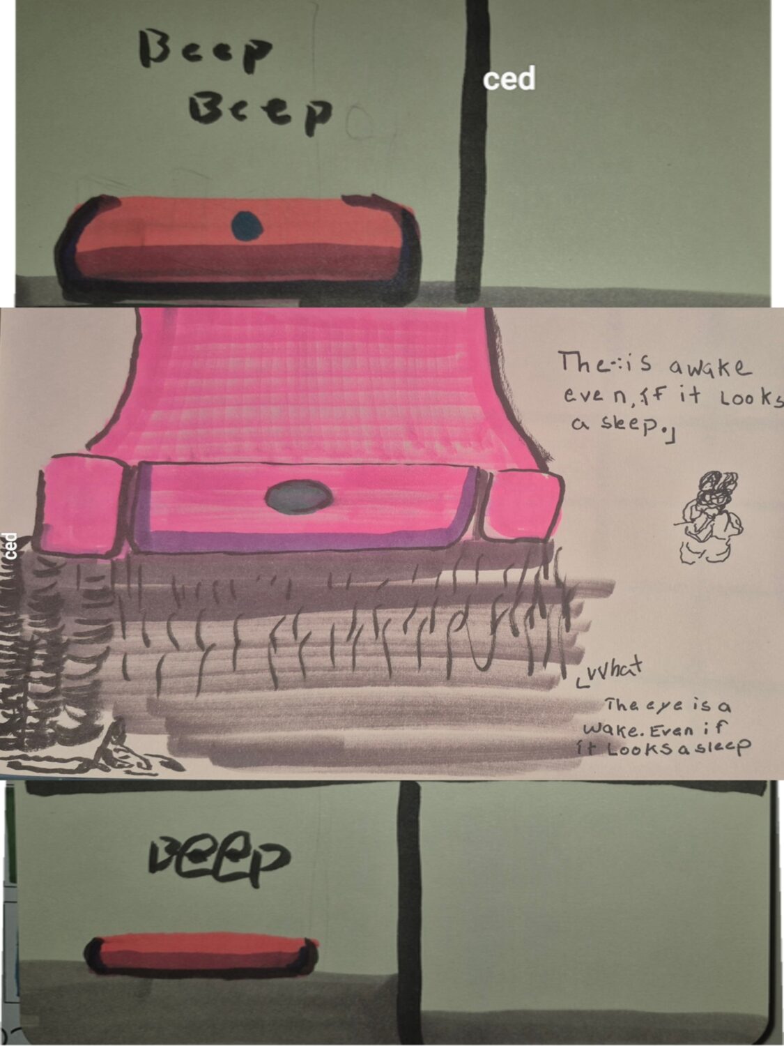 comic art, comic strips, inkedpath, Quibbles of the scribbles, webcomic,  Late to the party, puzzlement, used or not, Inked path: The reptiles give disturbing dreams. The consent surveillance of the rovacsa even if docked is called out. 