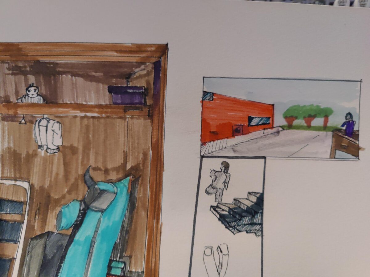 comic art, comic strips, inkedpath, Quibbles of the scribbles, webcomic,  Late to the party, puzzlement, used or not, Inked path: The reptiles give disturbing dreams. one of three game pieces of spot the difference