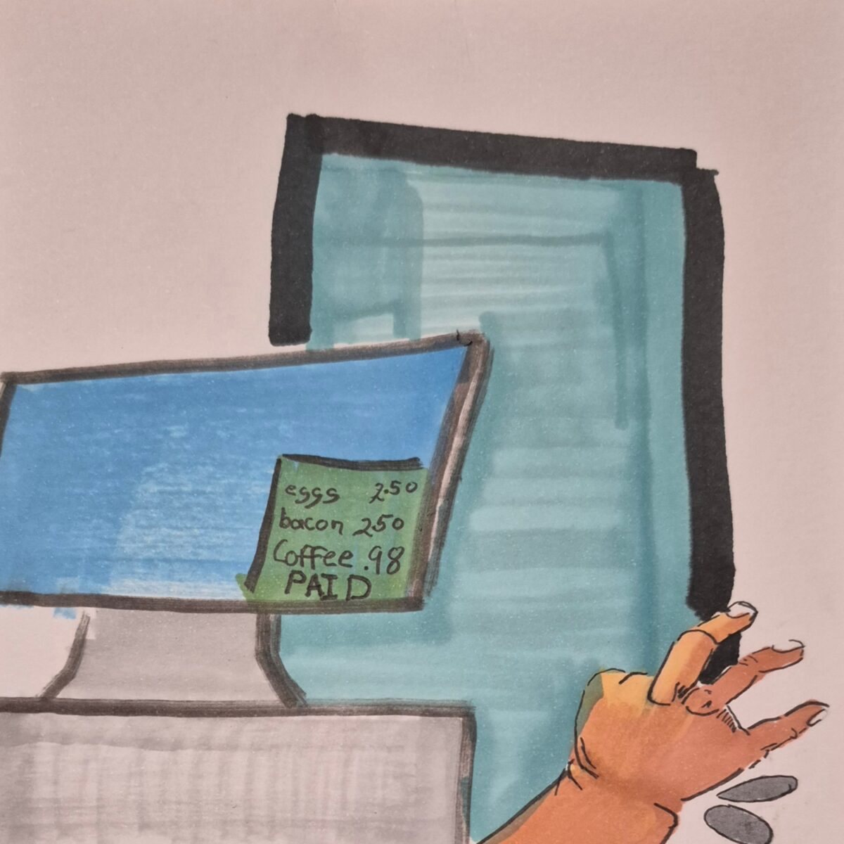 comic art, comic strips, inked path, Quibbles of the scribbles, webcomic,  Late to the party, puzzlement, used or not, Inked path: The reptiles give disturbing dreams. The pop art style was late to the party. An excused lateness of a day gives a smile