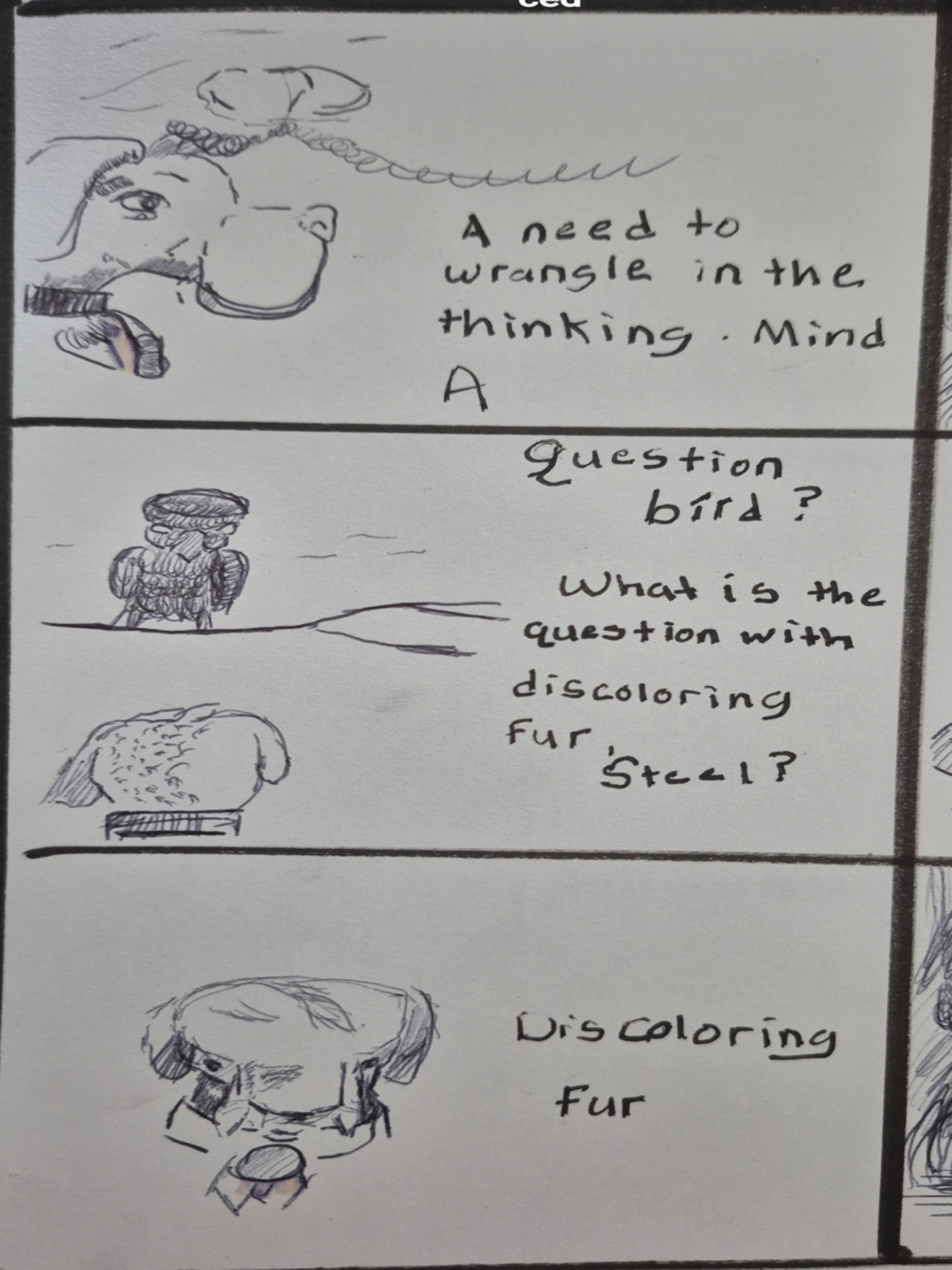 Inked path: Vision tells blank seeing the conversation?, comic art, comic strips, inkedpath, Quibbles of the scribbles, webcomic,  Late to the party, puzzlement, used or not,
