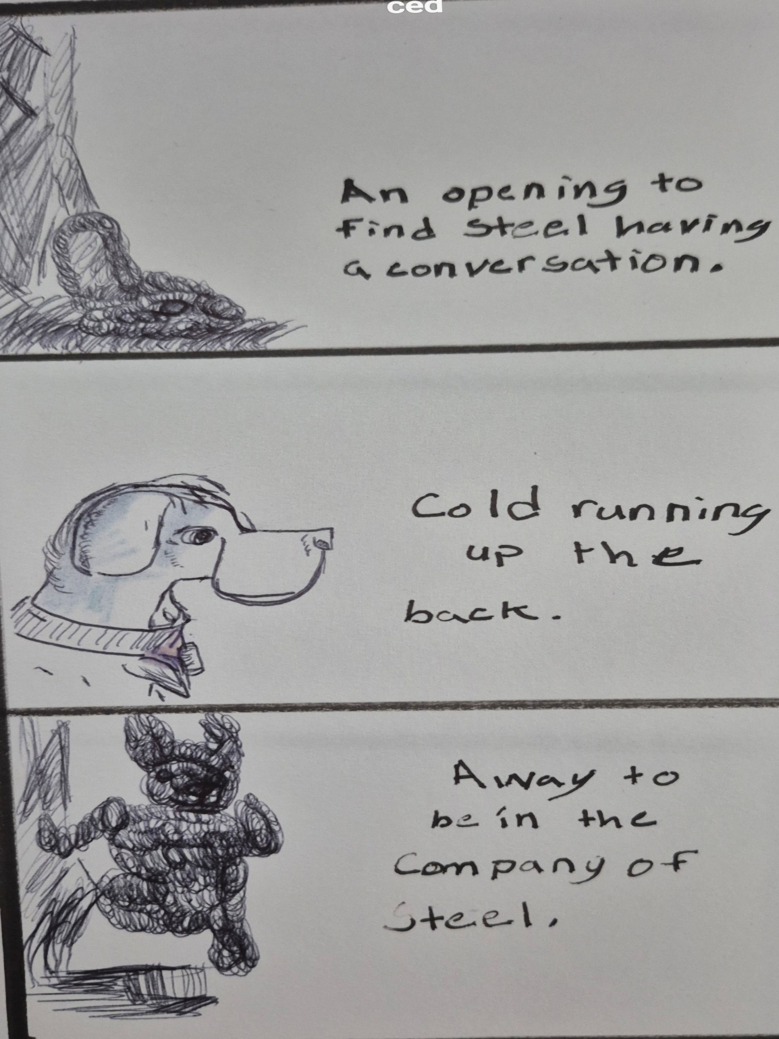 Inked path: Vision tells blank seeing the conversation?, comic art, comic strips, inkedpath, Quibbles of the scribbles, webcomic,  Late to the party, puzzlement, used or not,