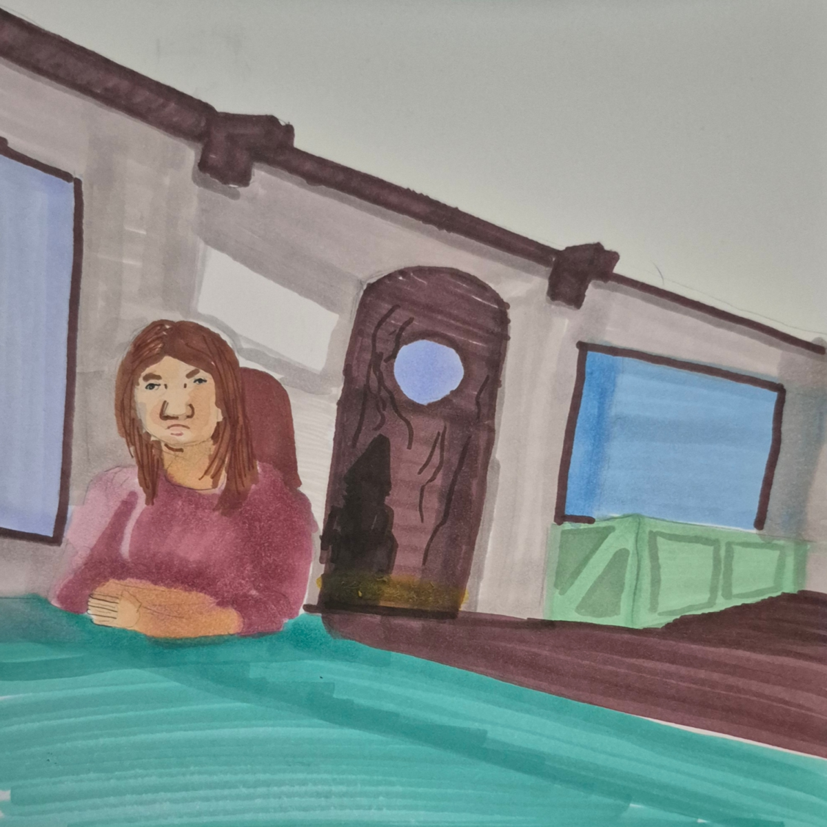 Illustration for the clone did it: the rings under the boards: Hope, Angie, Casey, sit for coffee and talk