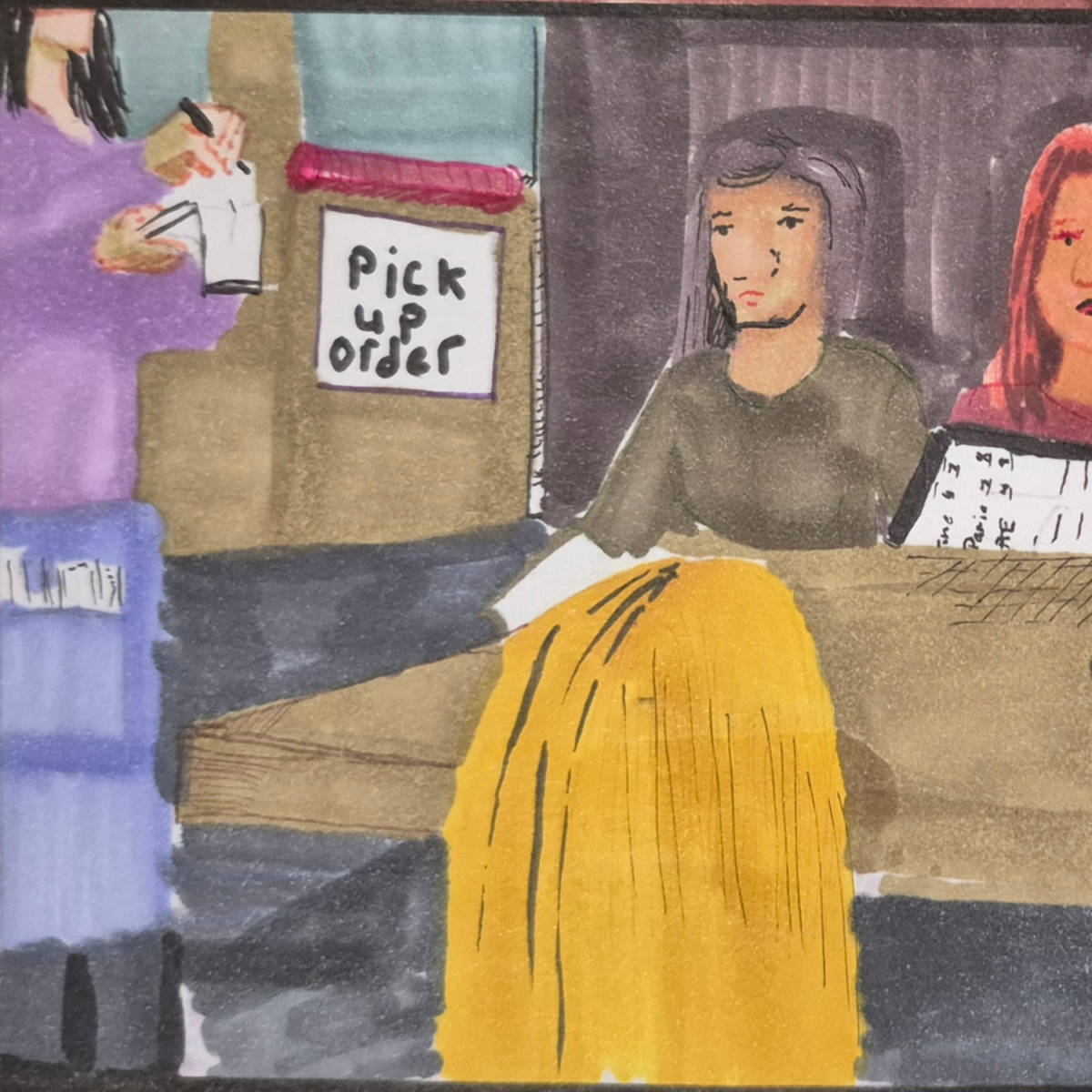 Illustration for the clone did it: the rings under the boards: the three placing an order for coffee