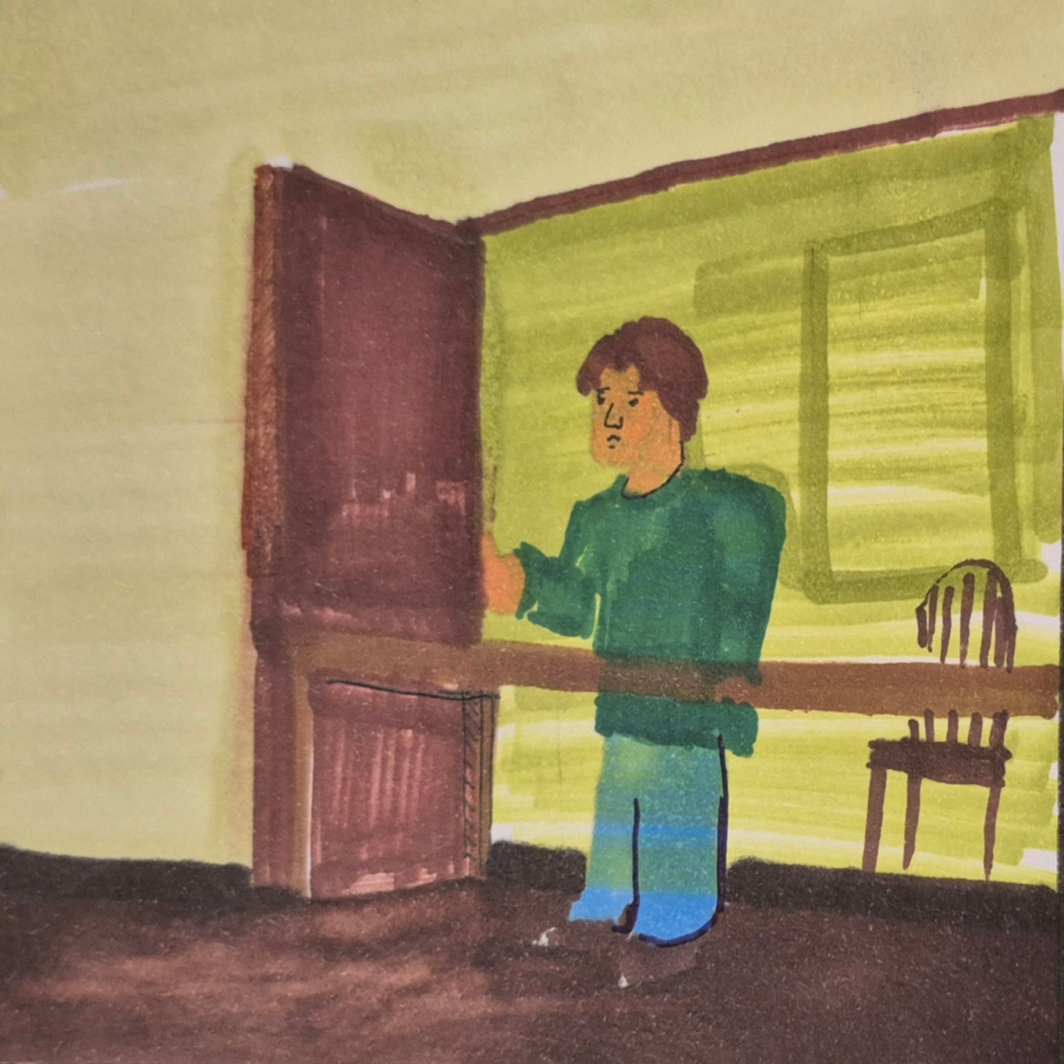 Illustration for the clone did it: the rings under the boards: Mike going into the library