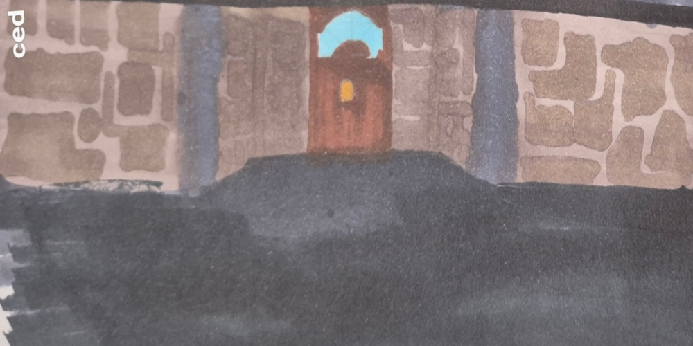 Illustration for the clone did it: the rings under the boards: The orphanage building's front door