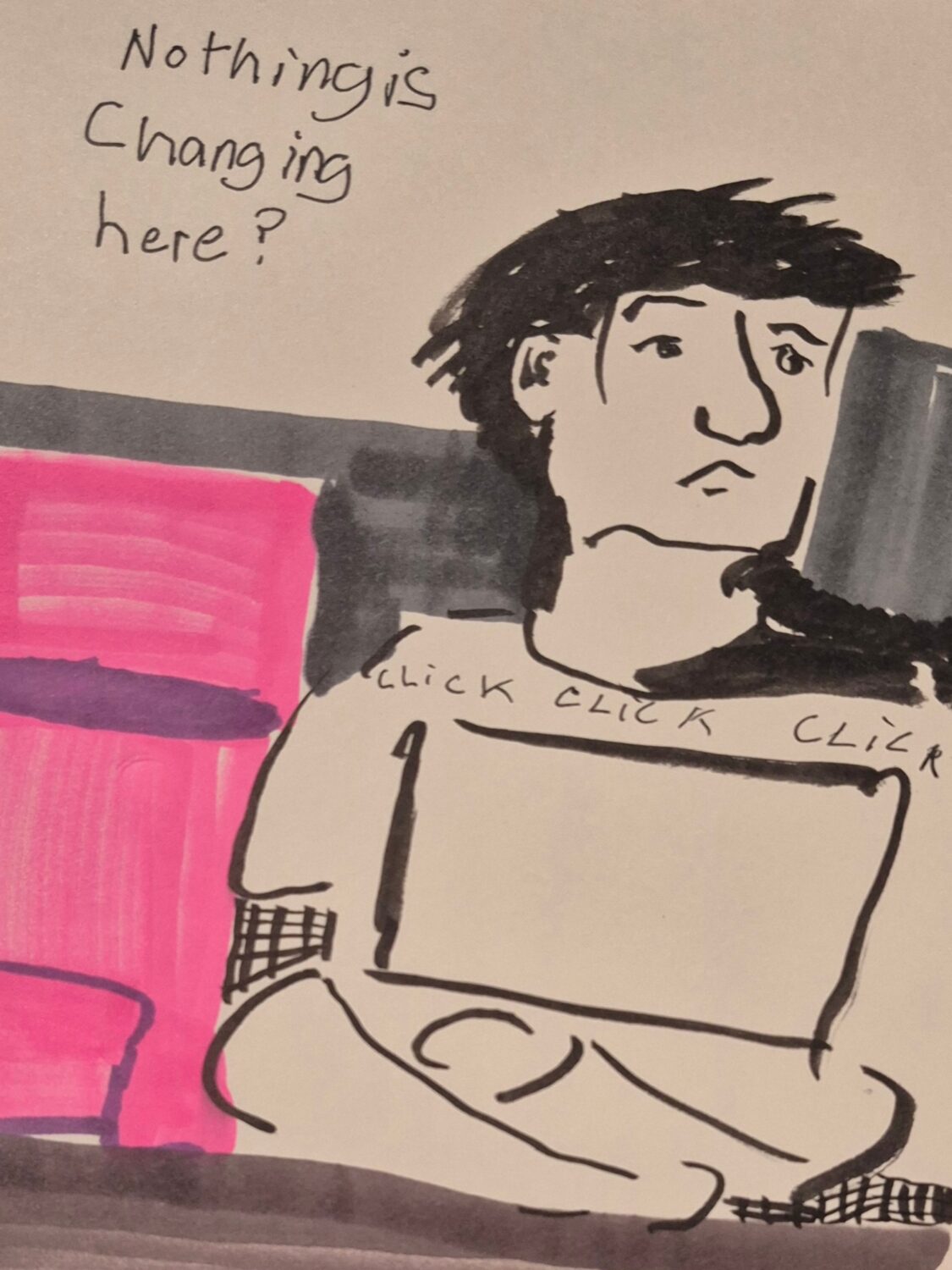 Inked path: Masks are not forever in the public thinking, comic art, comic strips, inkedpath, puzzlement, webcomic, Quibbles of the scribbles, Late to the party, used or not,