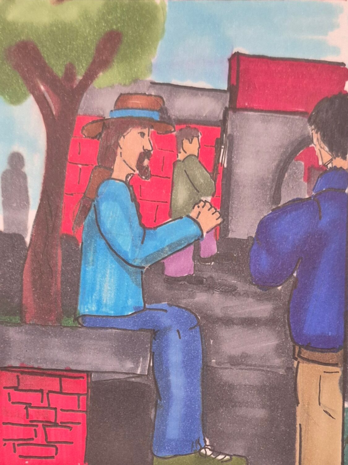 Away-Ink: A mystery leaves a puzzle, Away-Ink: The Yegg string is a change Part2, dream realm, yegg mystery, fiction puzzle, surreal story, dream symbolism, comic art, comic strips, inkedpath, puzzlement, webcomic, Cohen and Tony watching the protest of ants by Vandore