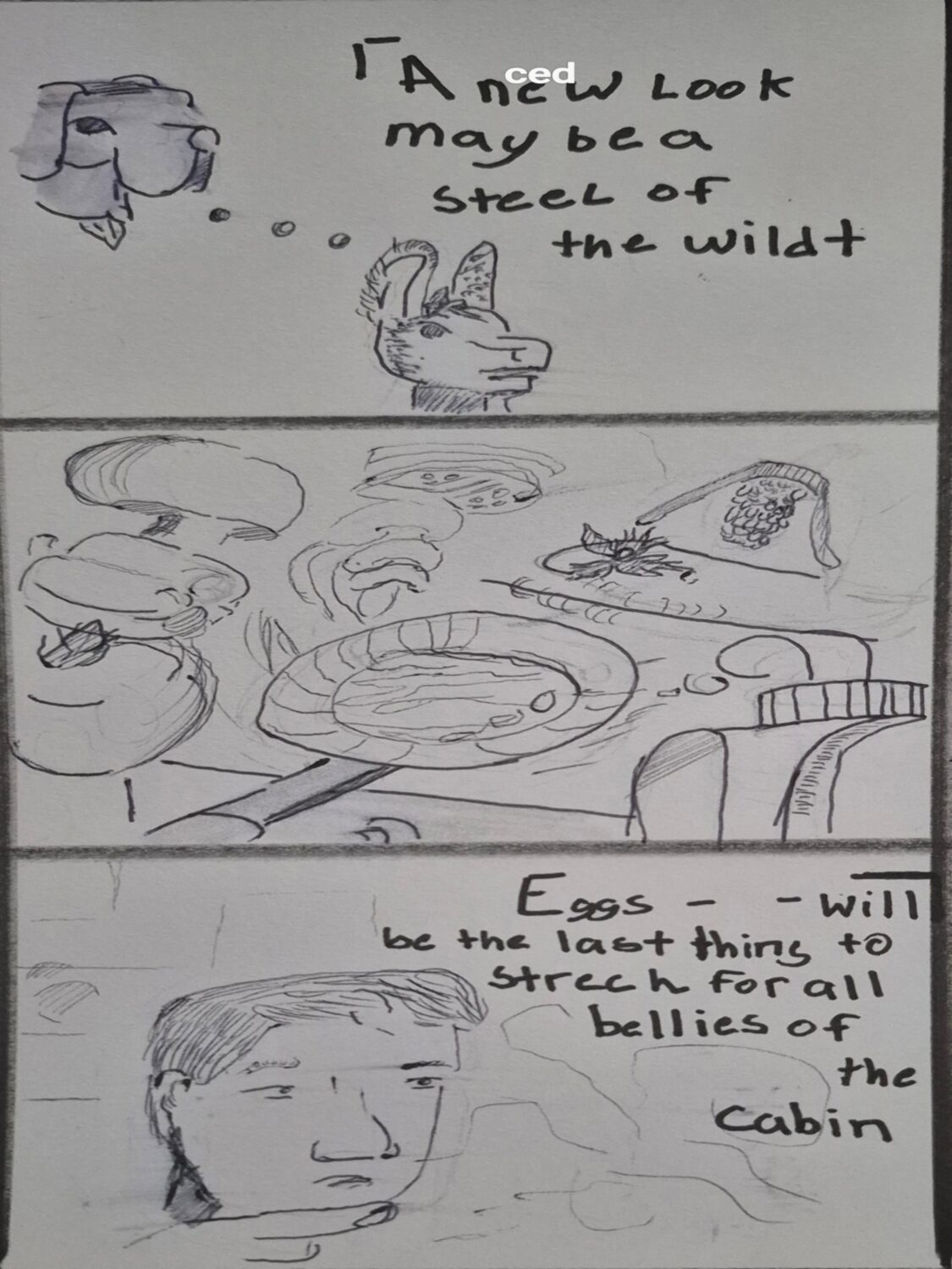 comic art, comic strips, inkedpath, puzzlement, webcomic, Quibbles of the scribbles,  Late to the party,  used or not, dreaming meaning John perps food for no guest.