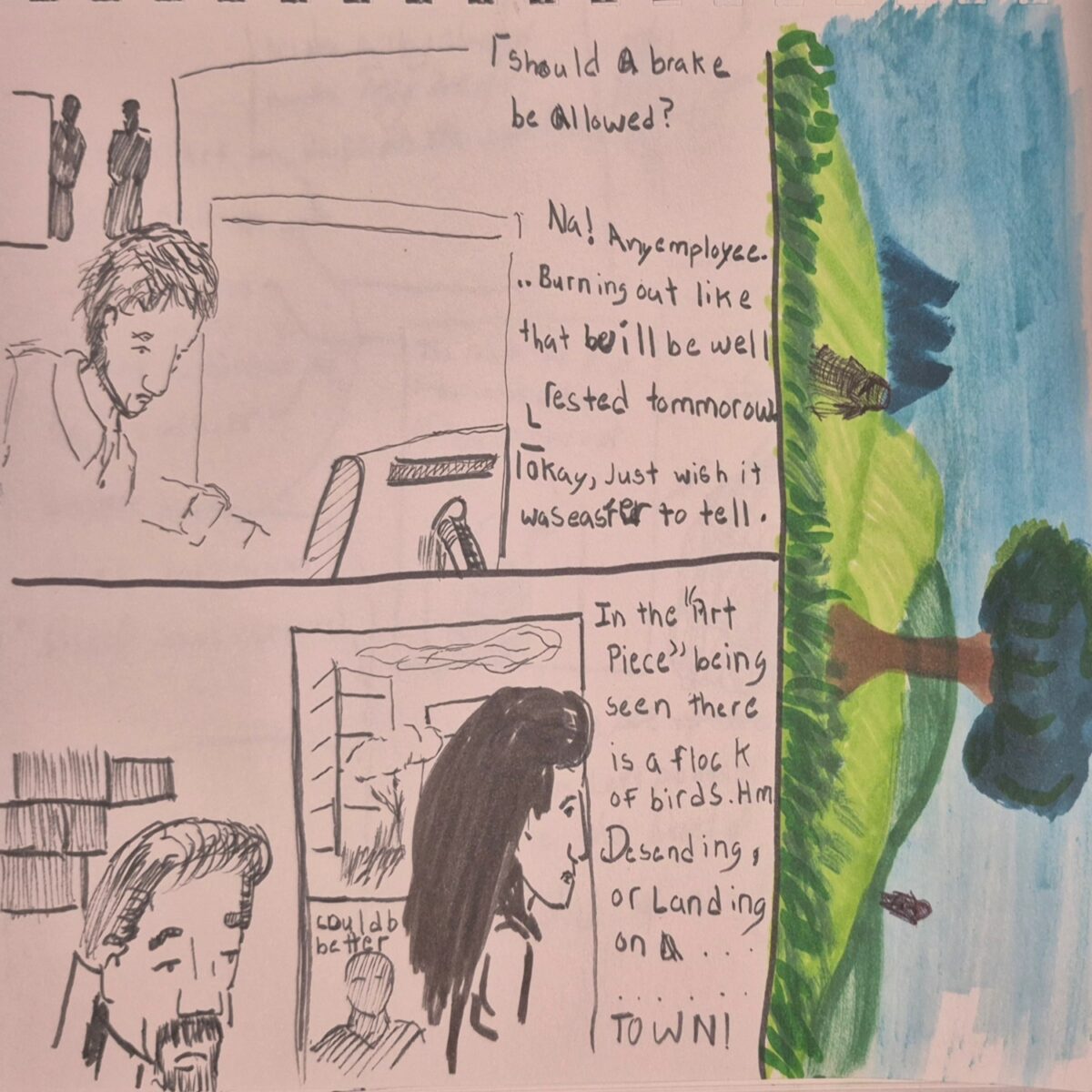comic art, comic strips, inkedpath, puzzlement, webcomic, Quibbles of the scribbles,  Late to the party,  used or not, dreaming meaning